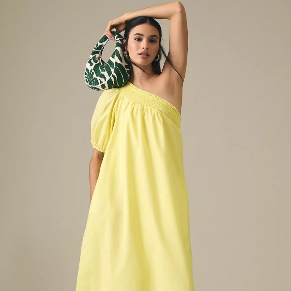 Maeve One-Shoulder Embroidered Maxi Dress XXS (runs large)
